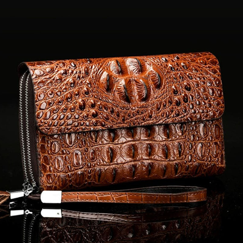 Pochette homme en cuir crocodile