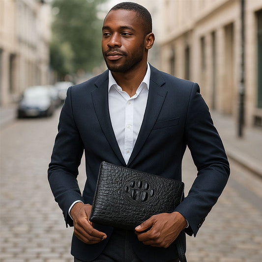 Pochette tendance motif crocodile