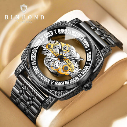 Montre analogique squelette de luxe