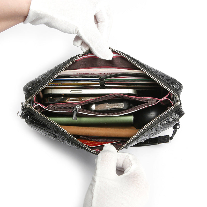 sac à main homme en cuir PU crocodile