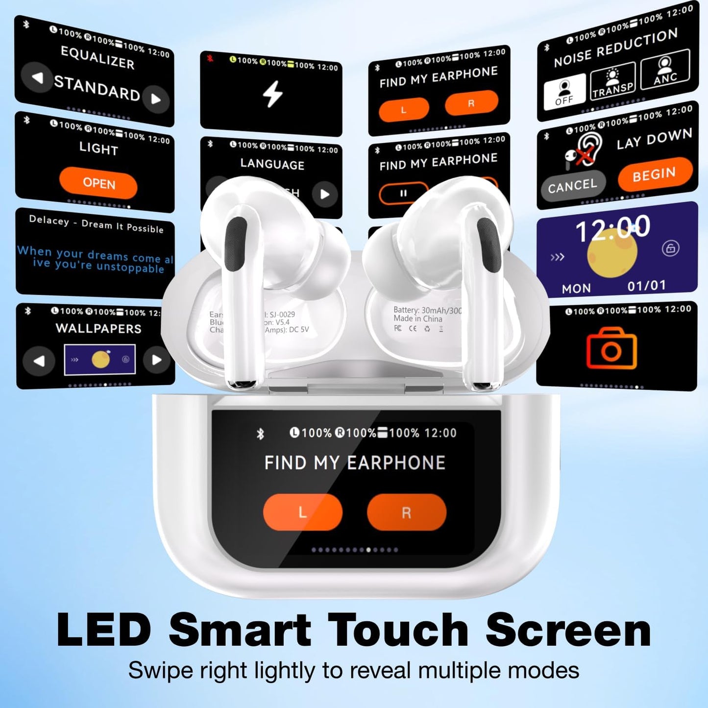 Écouteurs Bluetooth avec écran tactile