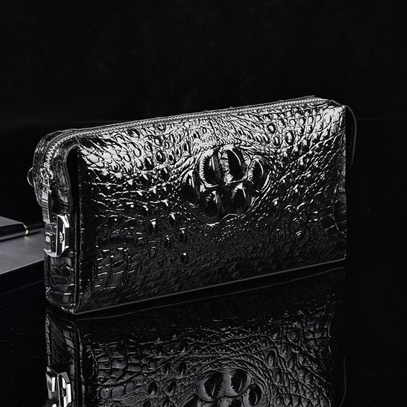 sac à main homme en cuir PU crocodile