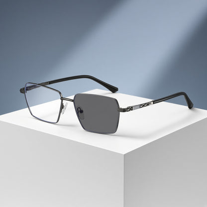 Lunettes demi-cerclées rectangulaires en métal noir – vue 1
