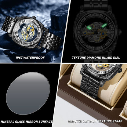 Montre analogique squelette de luxe