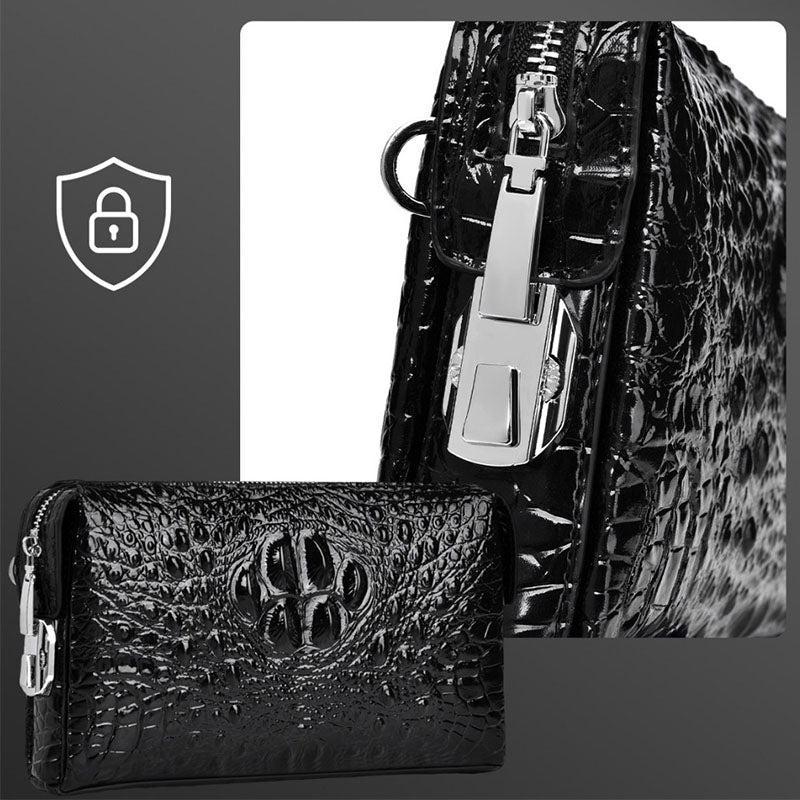 sac à main homme en cuir PU crocodile