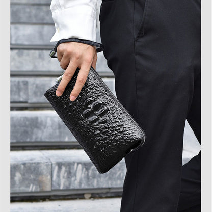 sac à main homme en cuir PU crocodile