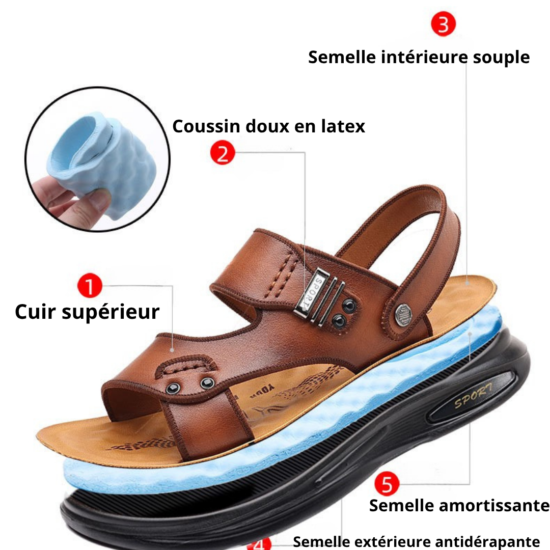Sandales en cuir véritable pour hommes