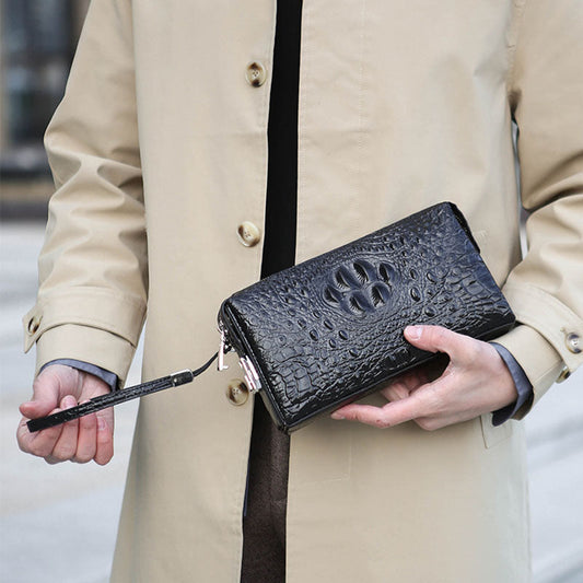 sac à main homme en cuir PU crocodile