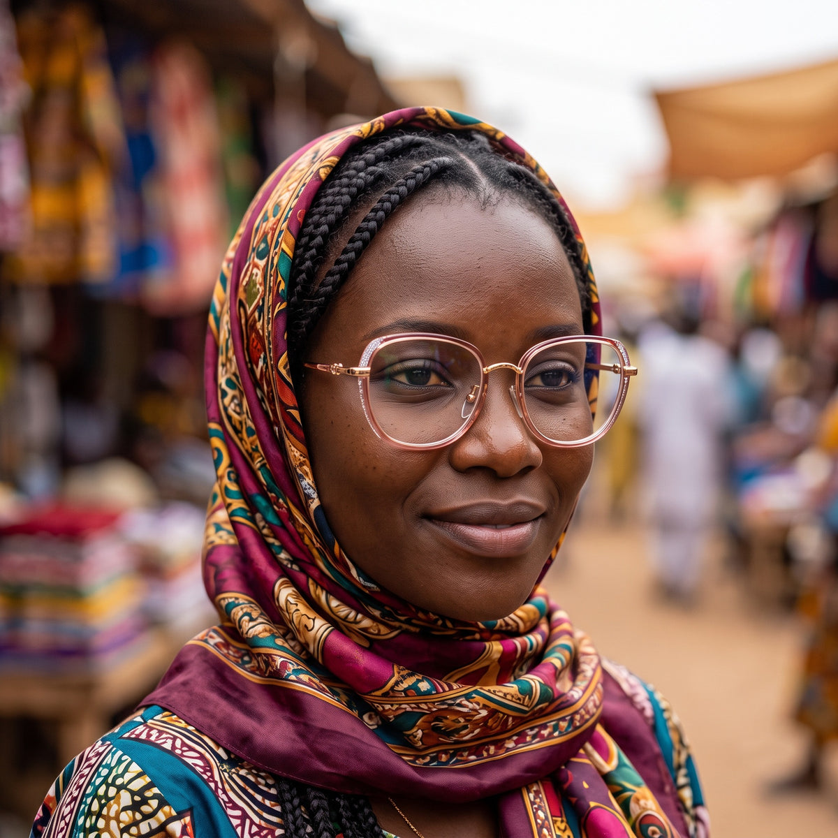 Lunettes rondes rose et doré (femme) – portées par un mannequin (vue B)