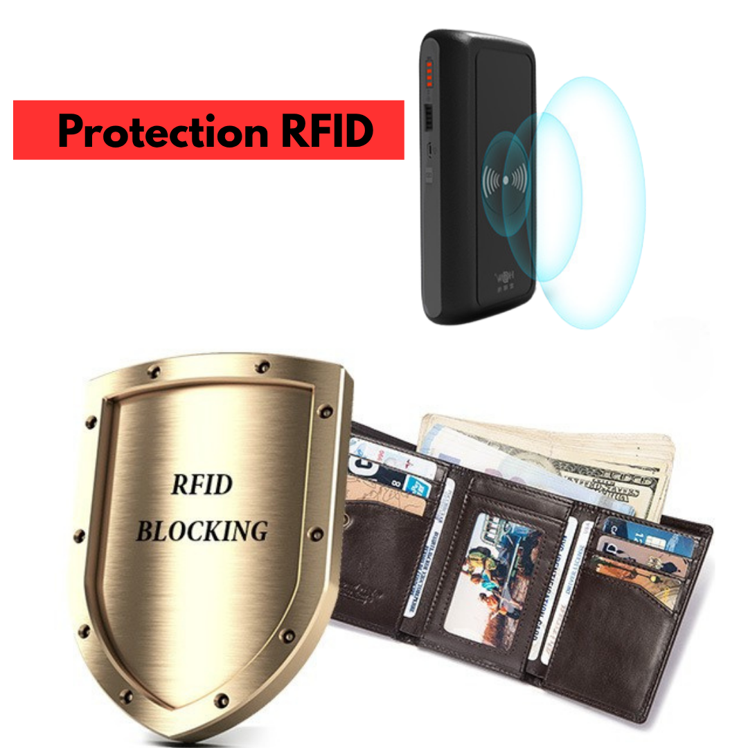 Portefeuille en cuir à trois volets