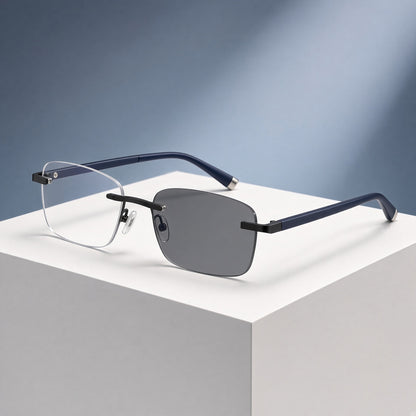 Lunettes sans monture, branches bleu marine – vue 1