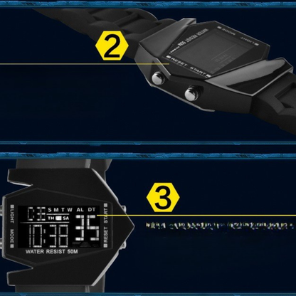 Montre numérique en forme d'avion luxueux