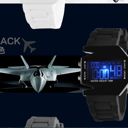 Montre numérique en forme d'avion luxueux