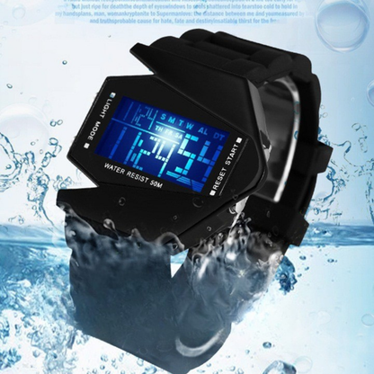 Montre numérique en forme d'avion luxueux