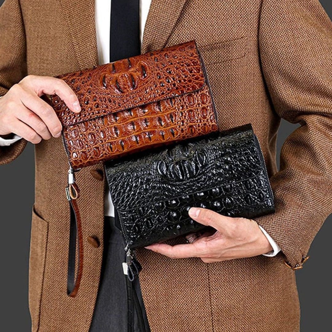Pochette homme en cuir crocodile