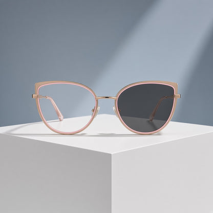 Lunettes œil de chat rose et doré (femme) – vue 1