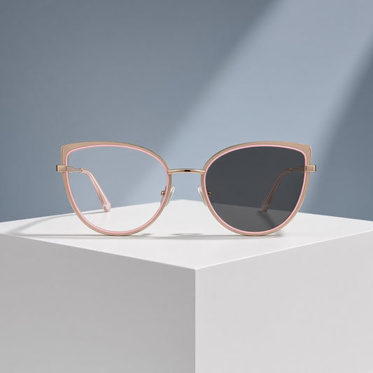 Lunettes œil de chat rose et doré (femme) – vue 1