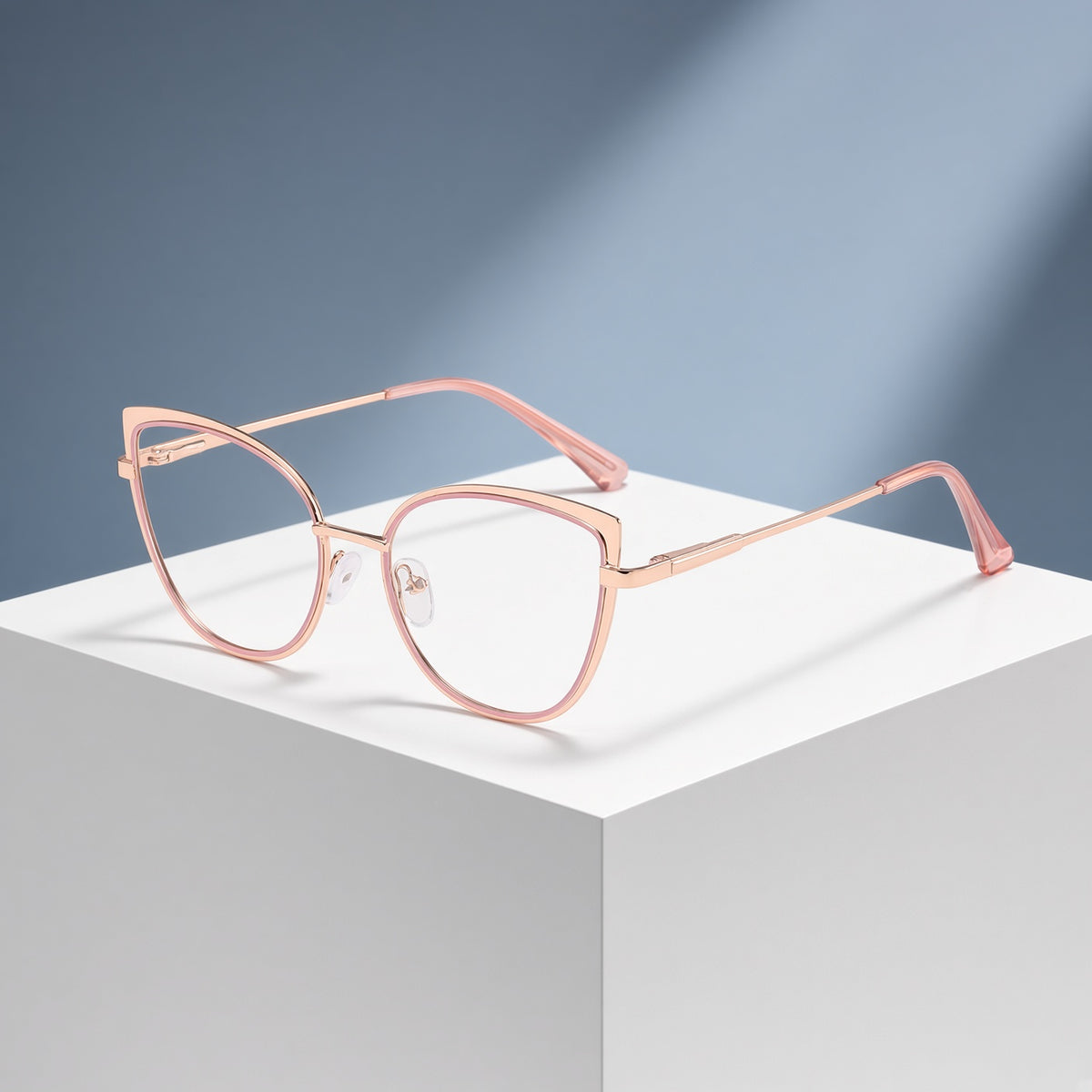 Lunettes œil de chat rose et doré (femme) – vue 3