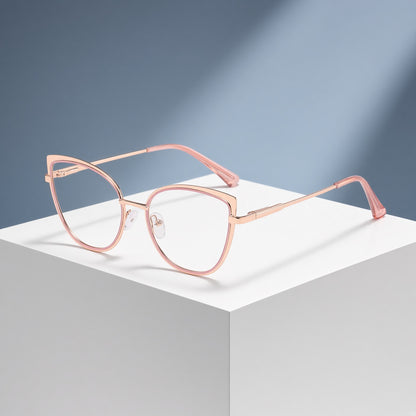 Lunettes œil de chat rose et doré (femme) – vue 3