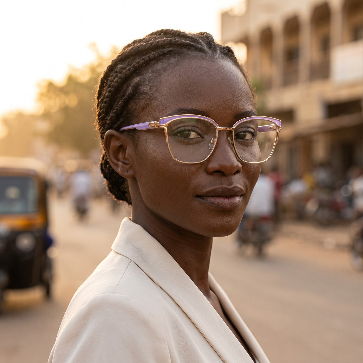 SASKSTORE™ Lunettes Photochromiques - Vision Adaptative et Confort Optimal (Copi – portées par un mannequin (vue A)
