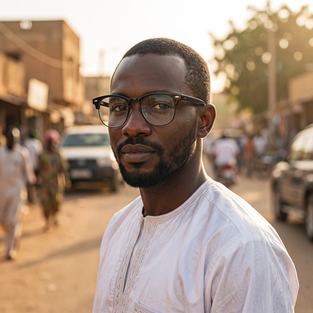 SASKSTORE™ Lunettes Photochromiques - Technologie Adaptative - Une Vision Parfai – portées par un mannequin (vue A)