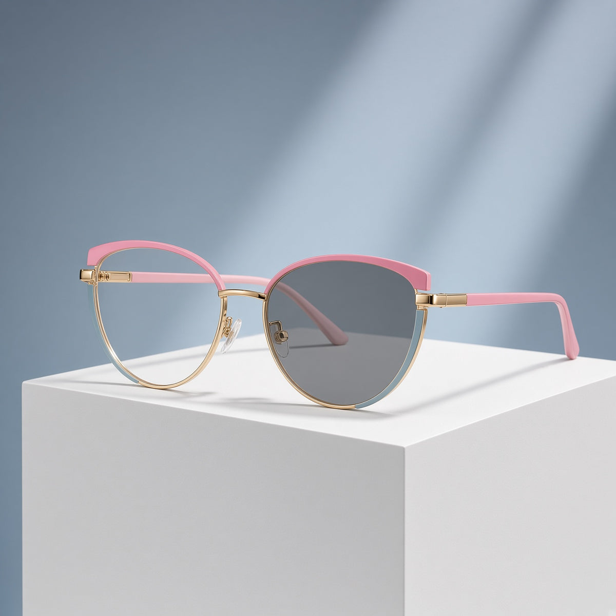 Lunettes browline rose et doré (femme) – vue 1