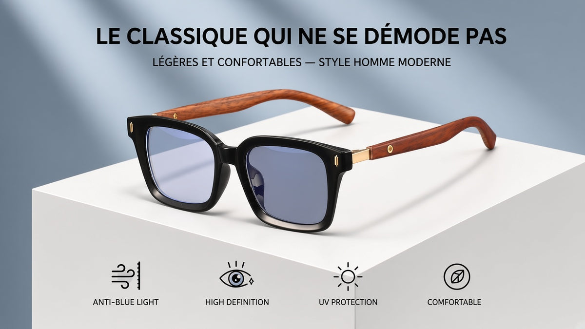 Lunettes classiques noir et bois — le classique qui ne se démode pas