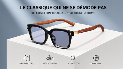 Lunettes classiques noir et bois — le classique qui ne se démode pas