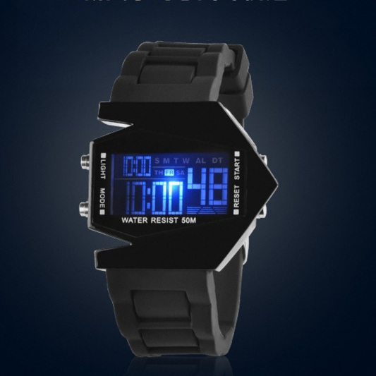 Montre numérique en forme d'avion luxueux