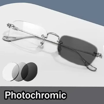 Lunettes photochromiques sans monture, branches argent