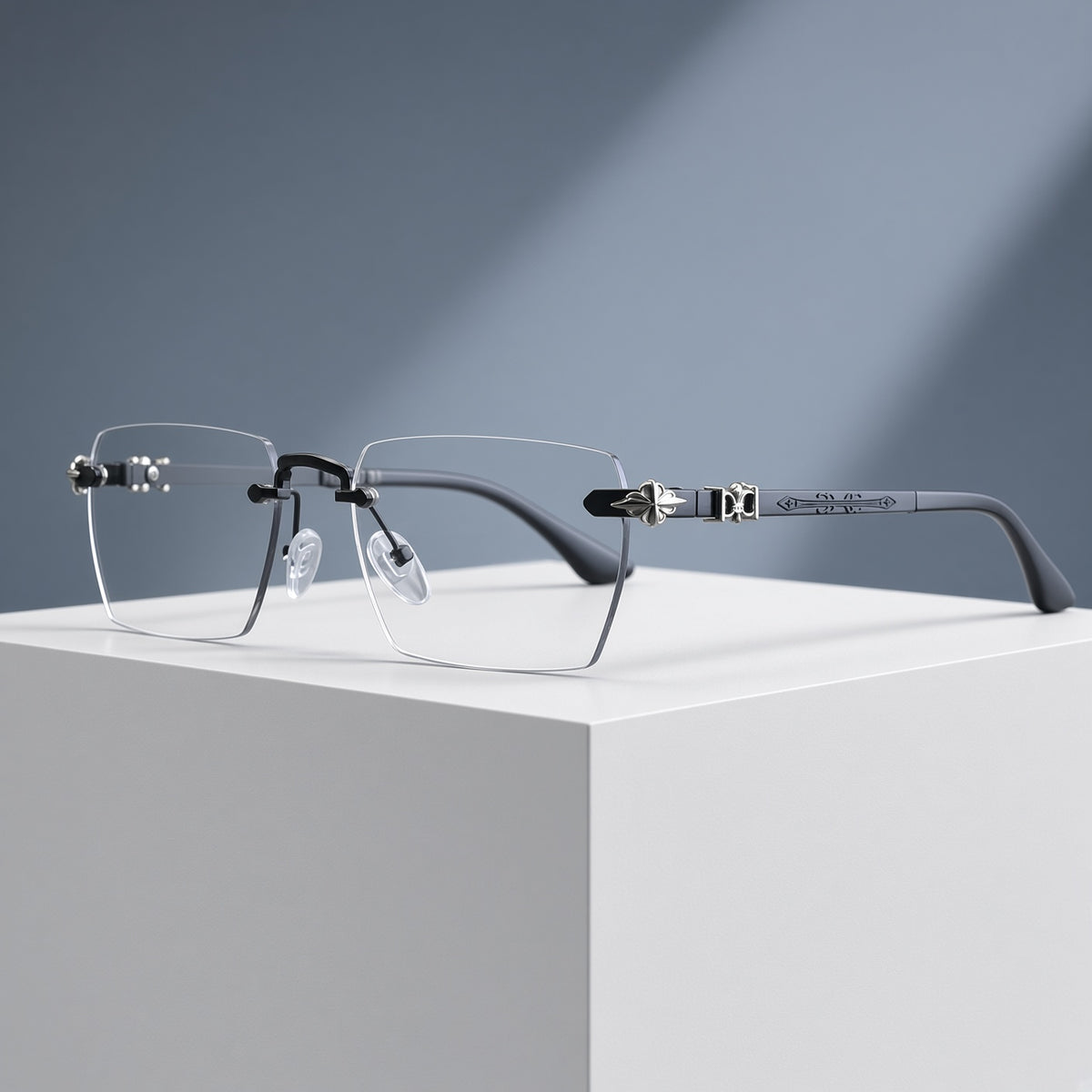 Lunettes sans monture, branches ornées – vue 1