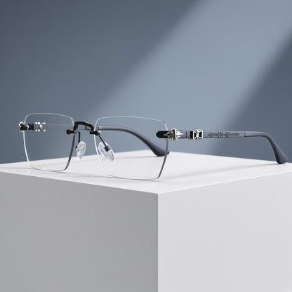 Lunettes sans monture, branches ornées – vue 1