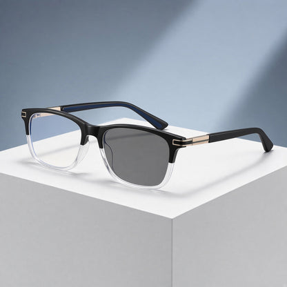 Lunettes bicolores noir et transparent, branches noires – vue 1