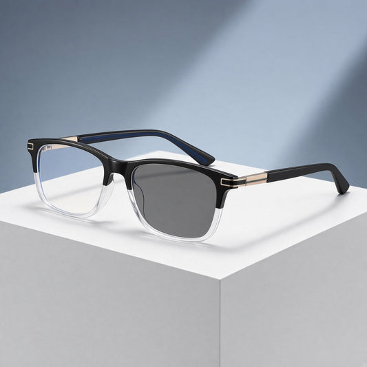 Lunettes bicolores noir et transparent, branches noires – vue 1